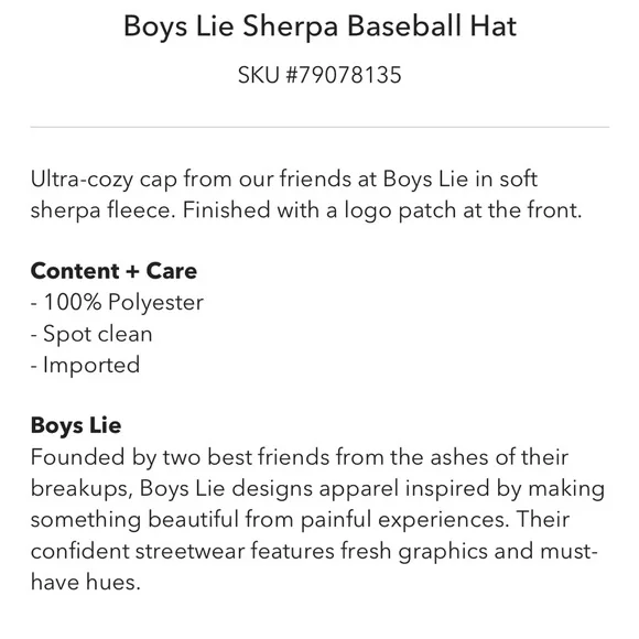 Boys lie Sherpa baseball hat black NWT - Picture 9 of 11